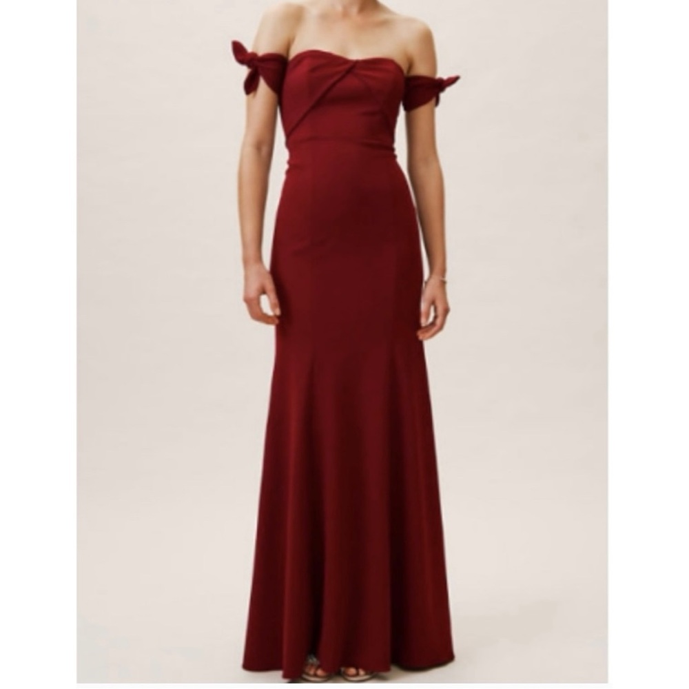 Watters Delilah Sleeveless Fit and Flare Maxi Dress Special Occasion Burgundy 0